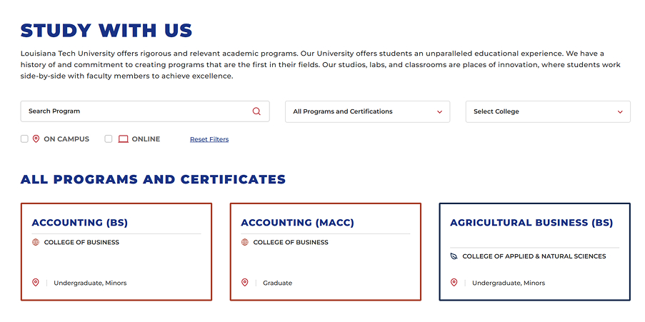 LA Tech Programs Page