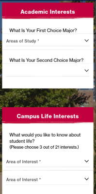 Eastern Connecticut Personalized Viewbook landing page on mobile
