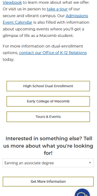 Personalized content for dual enrollment with reset form on mobile