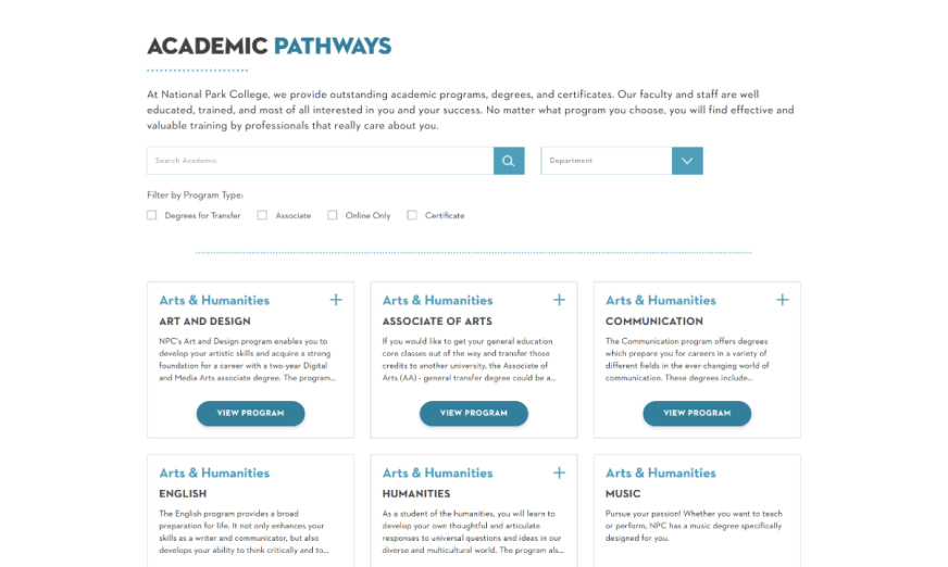 National Park College Degrees and Programs page 