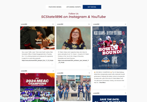SCSU Homepage social media section