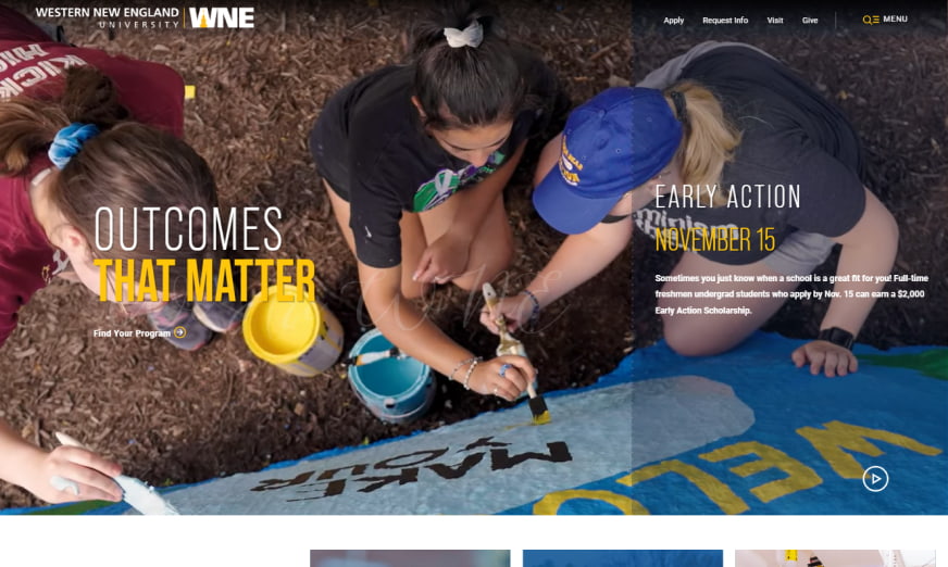 Western New England University Homepage impact area