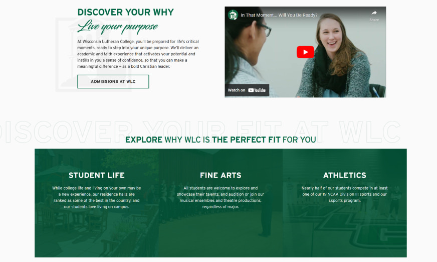Wisconsin Lutheran College Homepage screenshot