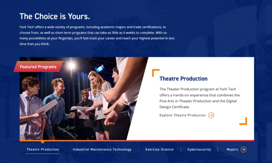 York Tech Homepage program area