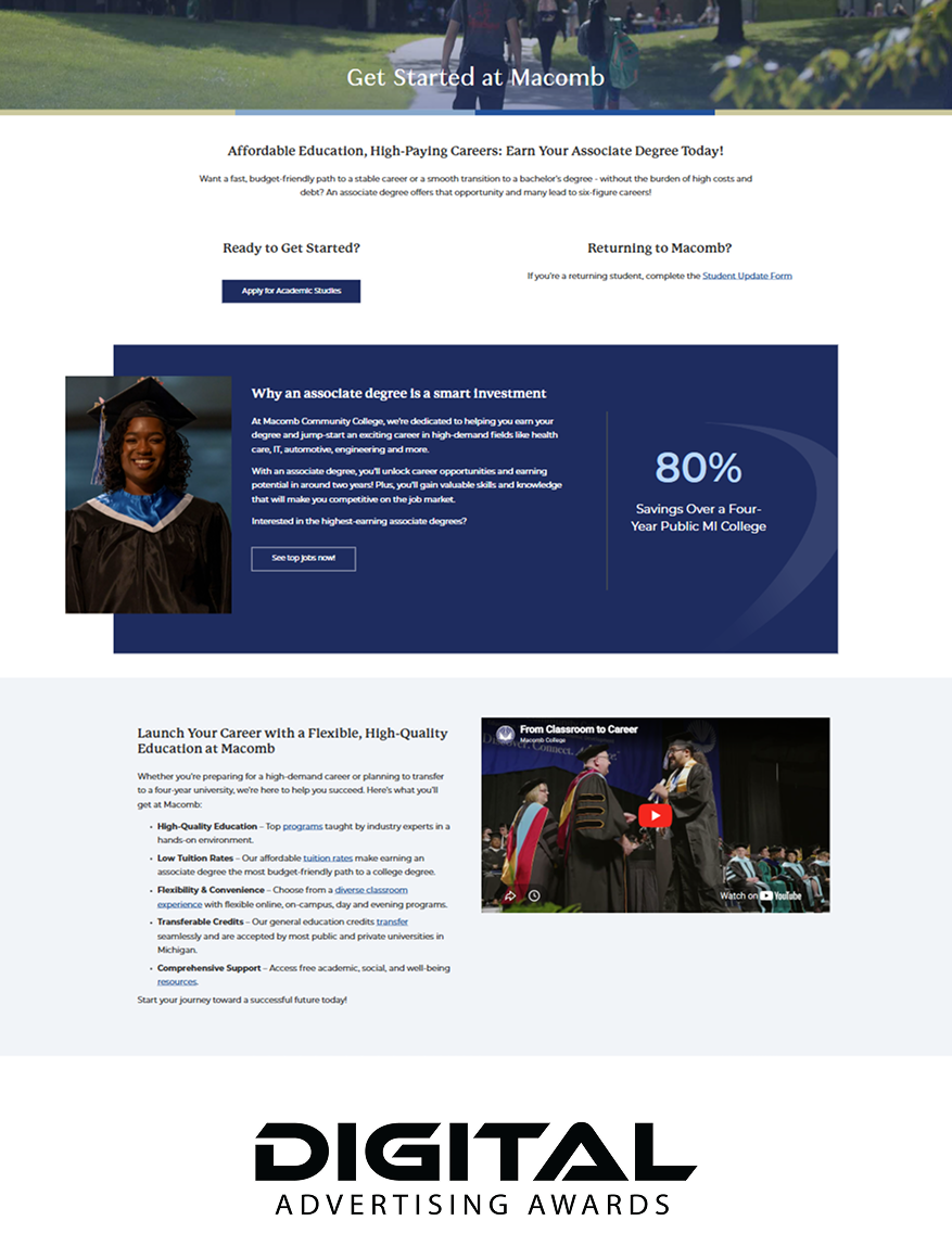 Macomb Community College Get Started Page
