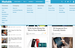 Mashable's mega drop down