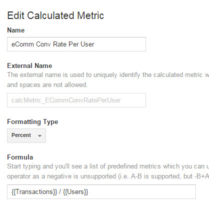 calculated metric in GA