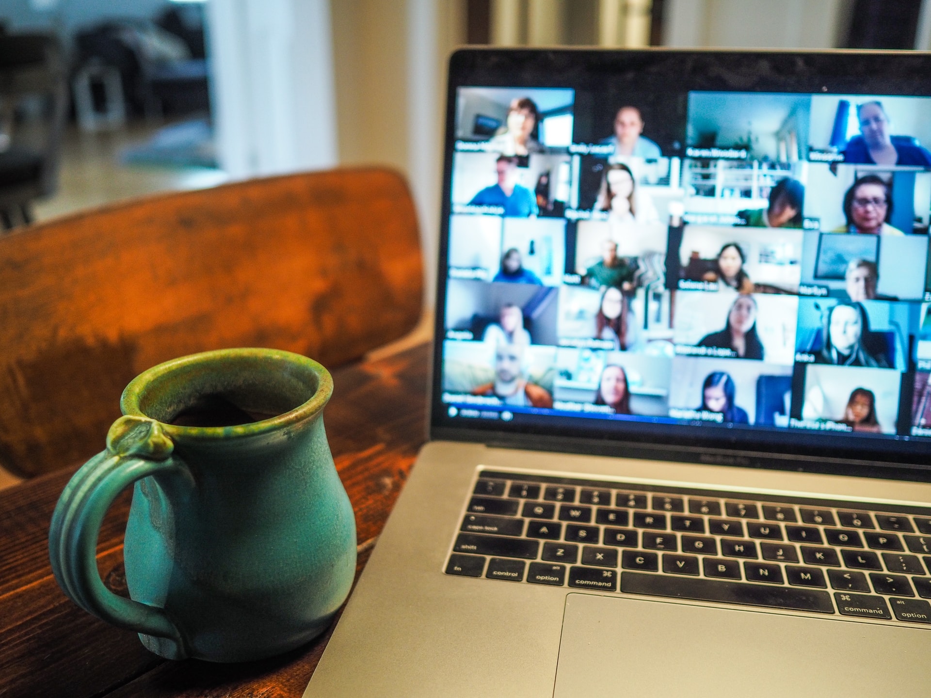 laptop with teleconferencing app open