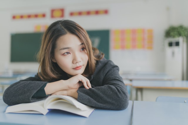 student at desk