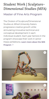 Alfred's modern gallery template to showcase student work