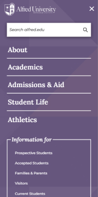 Alfred's mega menu main navigation design