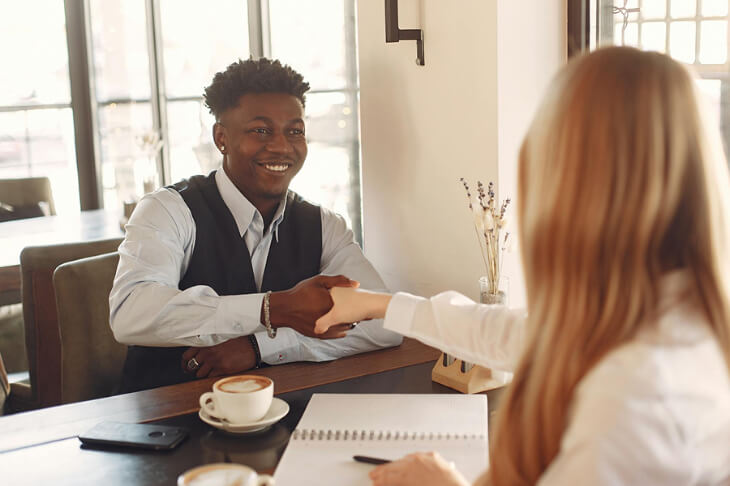 two people participating in a job interview
