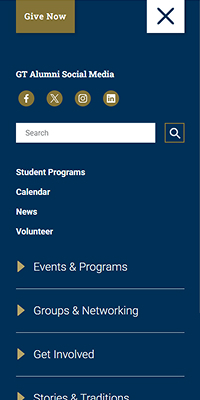 GT Alumni Mobile Menu
