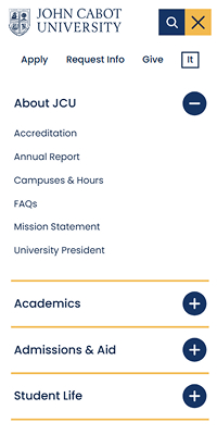 John Cabot Mobile Menu