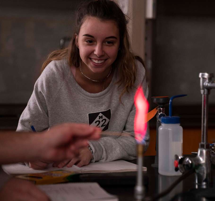 Student in science lab