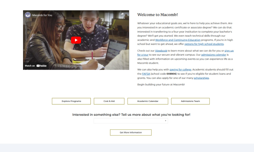 Welcome to Macomb landing page