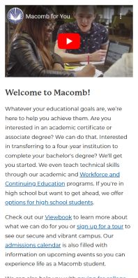 Welcome to Macomb landing page