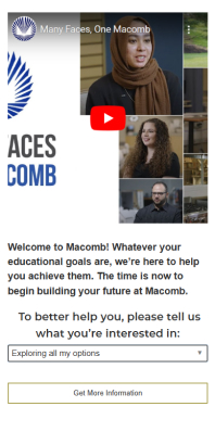 Get started at Macomb landing page screenshot