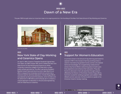 Alfred's 125th anniversary microsite timeline template