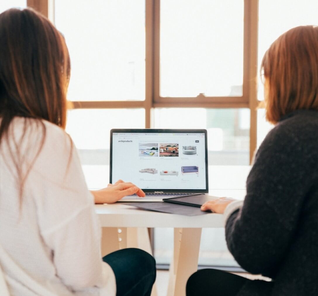 Two people collaborating